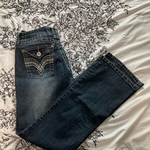 Angels Indigo Boot Cut Jeans with Embroidered Pockets